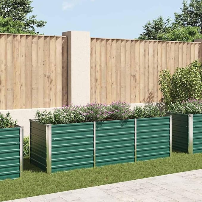 Raised Bed Green Galvanized Steel Plant containers Flower pots Decorative pots for Outdoor Balcony 94.5x31.5x30.3 in Raised Bed