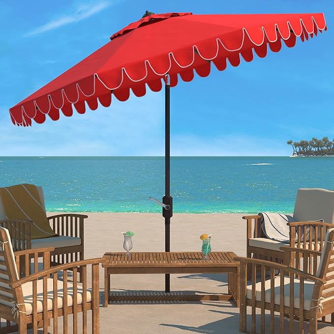 Safavieh Outdoor Venice 11-Foot Round Crank UV Protected Umbrella