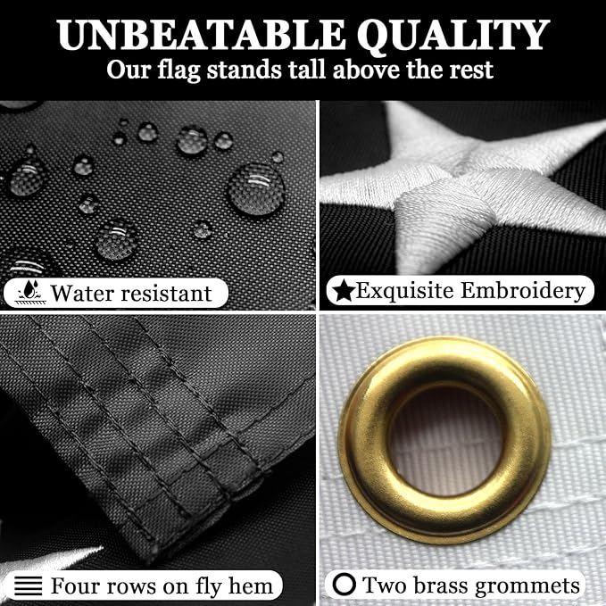 Thin Blue Line Flags 3x5 Outdoor - Embroidered Stars US Police Flag, Heavy Duty Back the Blue Lives Matter Stripe Banner with 2 Brass Grommets