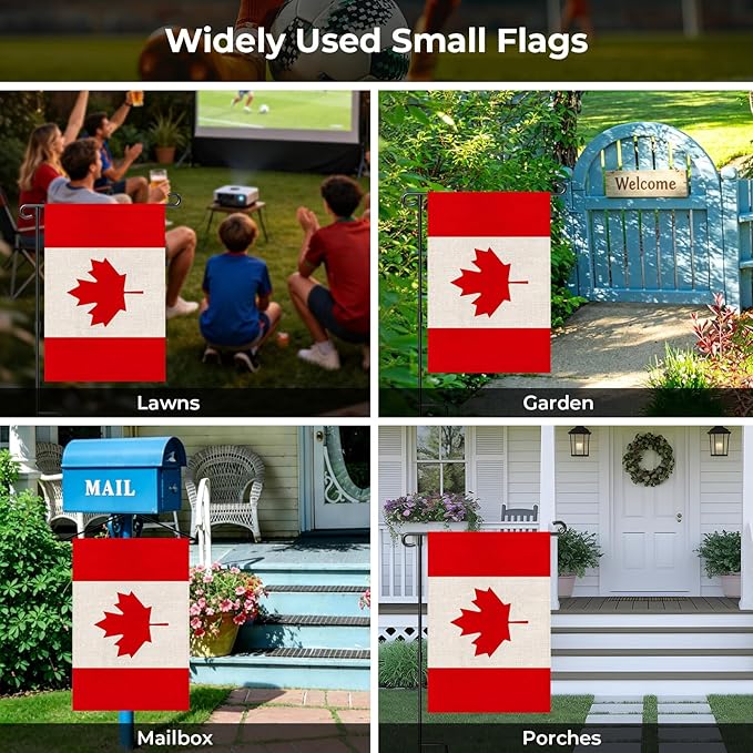 Canada Garden Flag 12 x 18 Inch, Canadian Yard Flag Double Sided Burlap Outdoor Decor for Porch, Lawn, Mailbox, National Celebrations