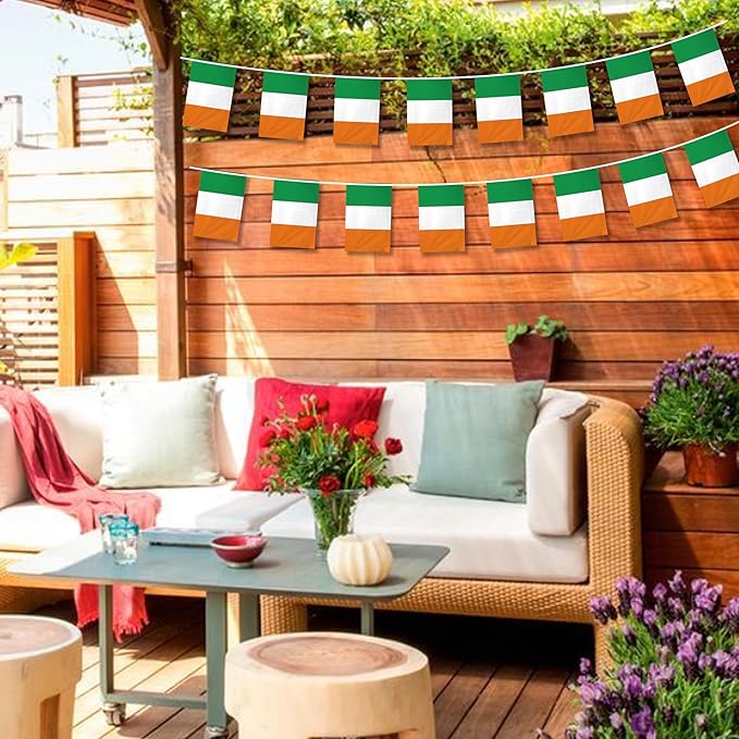 Ireland Flags Irish Small Mini Hanging Flags Pennant Banner Decorations For Schools,National Sports Events, Grand Opening,Patriotic Festival, Party, 20Ft 20 PCS (Ireland)