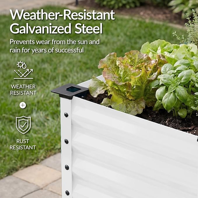 Best Choice Products 48x24x30in Galvanized Raised Garden Bed, Metal Elevated Planter Box, Vegetable Garden for Backyard, Patio, Balcony, 100% Non Toxic Materials - White