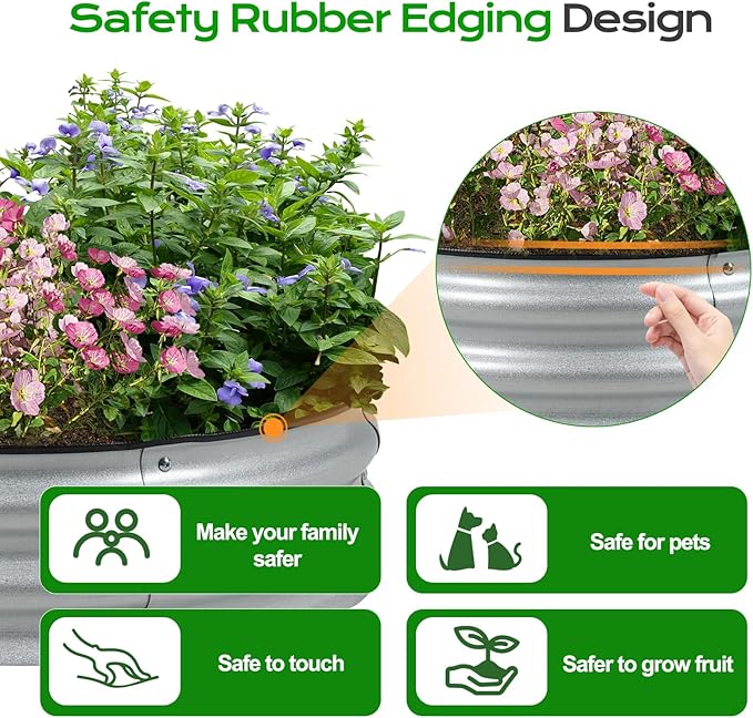 Aoodor 9" Tall 30" Metal Raised Garden Bed, Outdoor Planter Box and Raised Garden Kit for Vegetables, Flowers, Arugula and Herbs, Silver