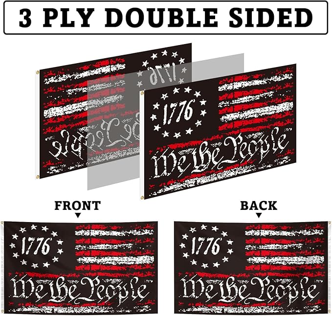 We The People Flag 3x5 Feet Double Sided 3 Ply Vintage 1776 Betsy Ross Patriotic Flags Banner Vibrant Colors with Brass Grommets for Indoor Outdoor Party Yard Bar Garden Street Decorations