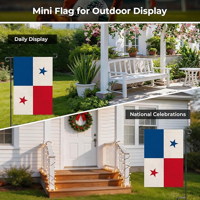 Panama Garden Flag 12 x 18 Inch, Panamanian Yard Flag Double Sided Burlap Outdoor Decor for Porch, Lawn, Mailbox, National Celebrations