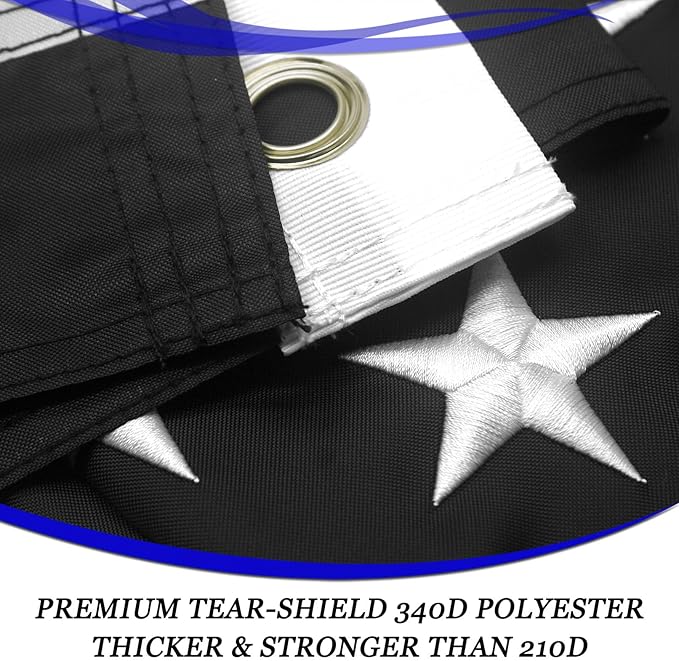 Thin Blue Line Flags 3x5 Outdoor - Embroidered Stars US Police Flag, Heavy Duty Back the Blue Lives Matter Stripe Banner with 2 Brass Grommets