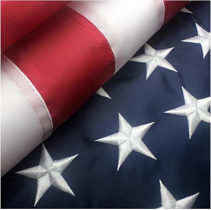 American Flag 3x5 ft Outdoor Heavy Duty - Embroidered Outside US Flags with 2 Grommets for Porch, Pole, Wall (All-Weather USA Banner)