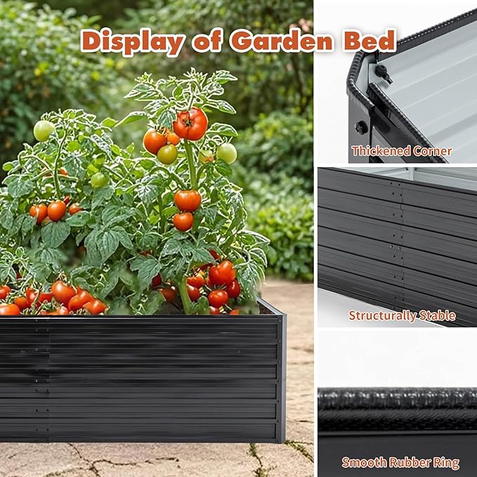 Anwick 6x3x2 FT Galvanized Raised Garden Bed Kits - Garden Planters for Outside, Rectangular Metal Planters Box, Deep Root Planters for Outdoor Plants Vegetables Flowers (6x3x2FT)