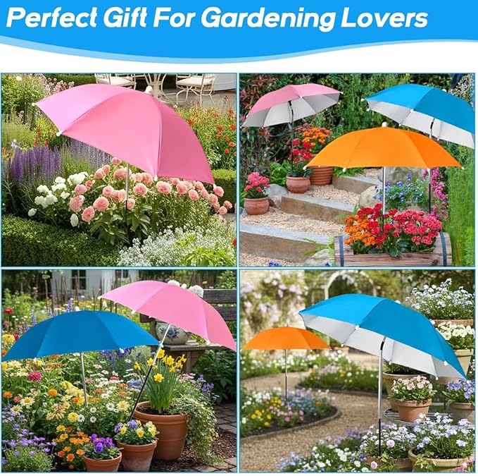 Plant Umbrellas for Outdoor Plants with 3 Garden Tools, Adjustable Height Garden Sun Shade for Potted Plants and Flower Beds, UV Protection Plant Shade Umbrella for Vegetables Patio Garden
