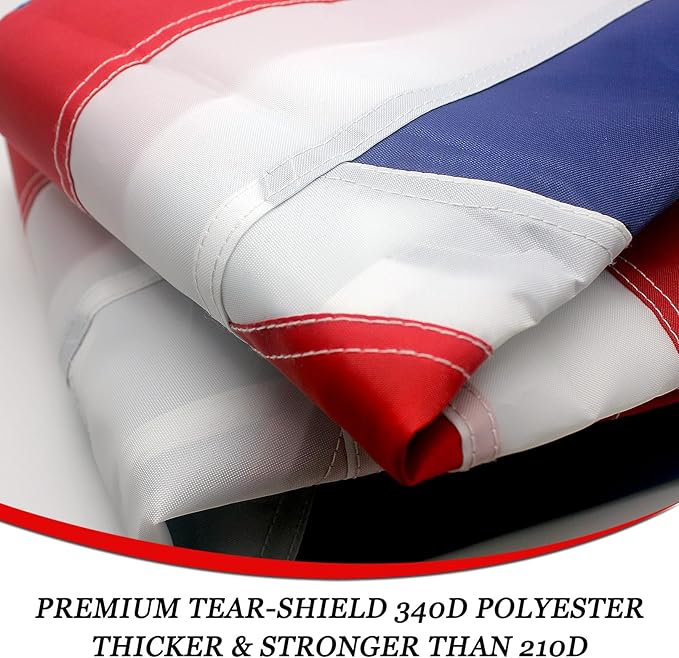 British Flag 3x5 Ft Tear-Shield 340D Polyester for Outdoor Double Sided Embroidered UK Flag National & Country Flag with Brass Grommets for Wall, Pole