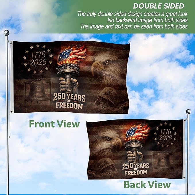 250 Anniversary Usa Flag, Commemorative House Flags, American Flag With Eagle, Two-sided Design 3x5 Ft 2