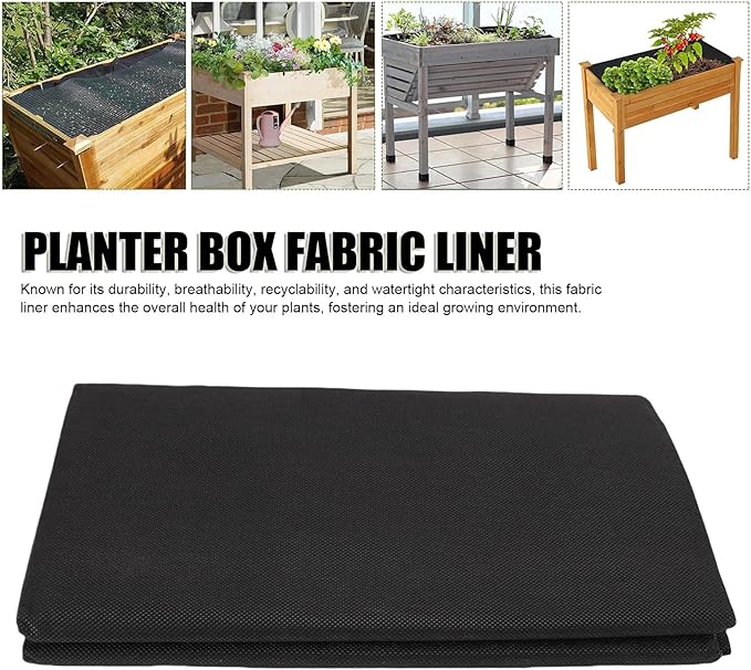 AMAKO Vegetable Raised Bed Fabric Liner Breathable Nonwoven Garden Liner for Large Raised Beds Vegetable Troughs Planters 160x210cm 63x82.7in