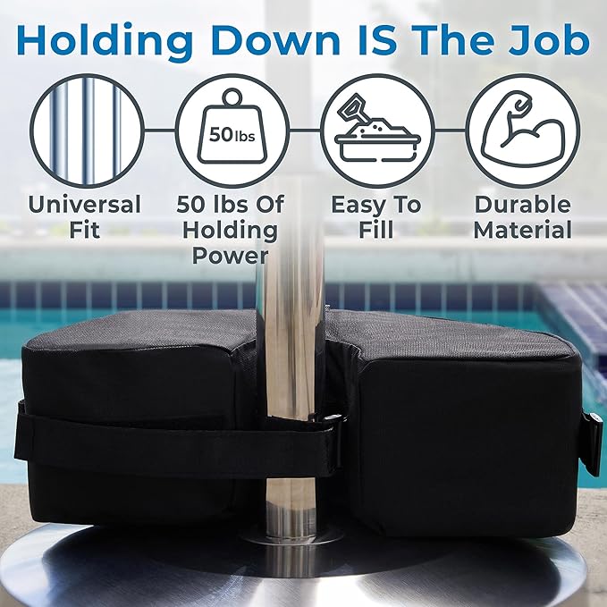 Gravipod Umbrella Base Weight | Outdoor Sand-Fillable Stabilizer for Cantilever, Offset, and Patio Umbrellas | Heavy-Duty Weather-Resistant Fabric