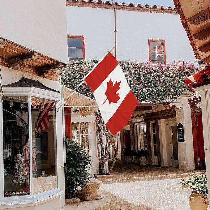 3x5 Feet Canadian National Flag, Canada Flags Outdoor Gardens Man Cave College Car Decor Double Stitched Edges Vivid Colors and Polyester Fabric Flag With 2 Brass Grommets (pk4)
