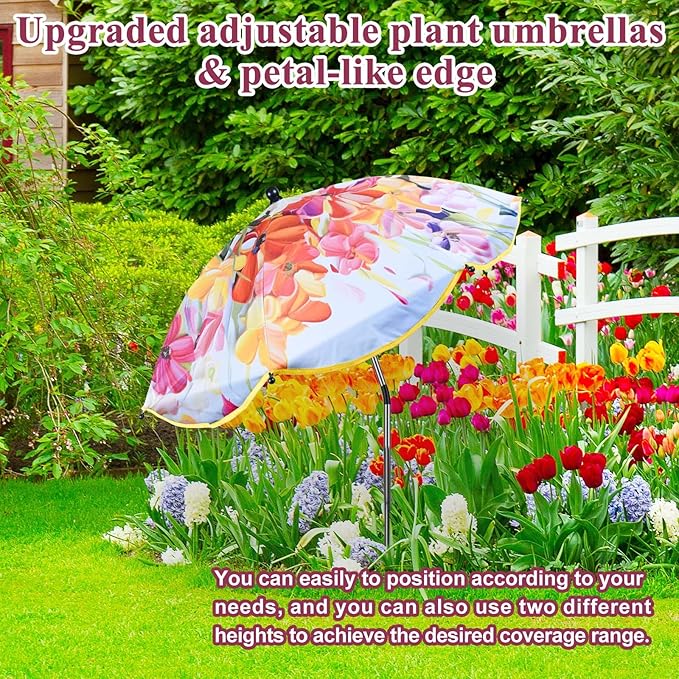 Plant Umbrellas for Outdoor Plants 50inch Higher 26inch Canopy Adjustable Angles Plant Shade Umbrella Sturdy Garden Shade Cover Sun Protection Umbrella for Potted Plants Garden Bed Flower Pot
