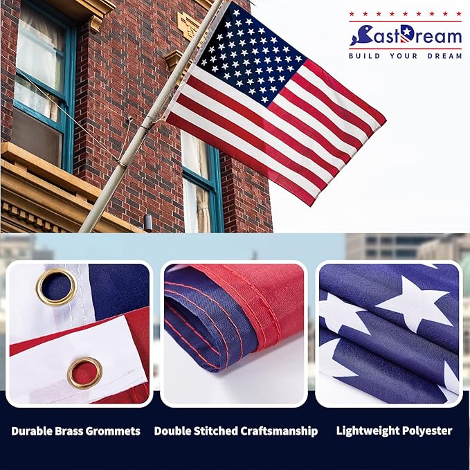 American US Flag 4x6,Vibrant Color & Fade Resistant US Flags for Outside 4x6 ft Flags Double Stitched Long Lasting Polyester with Durable Brass Grommets USA Flag(1 PACK)