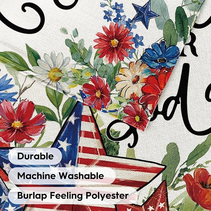 AVOIN colorlife Memorial Day Patriotic 4th of July House Flag 28x40 Inch Double Sided Outside, One Nation Under God Floral Yard Outdoor Decoration