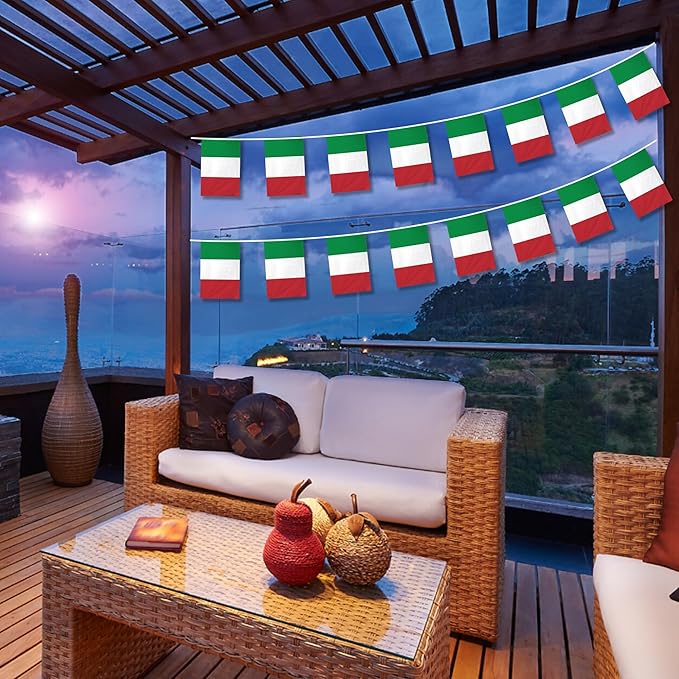 Italy Flags Italian Small Mini Hanging Flags Pennant Banner Decorations For Schools,National Sports Events, Grand Opening,Patriotic Festival, Party, 20Ft 20 PCS