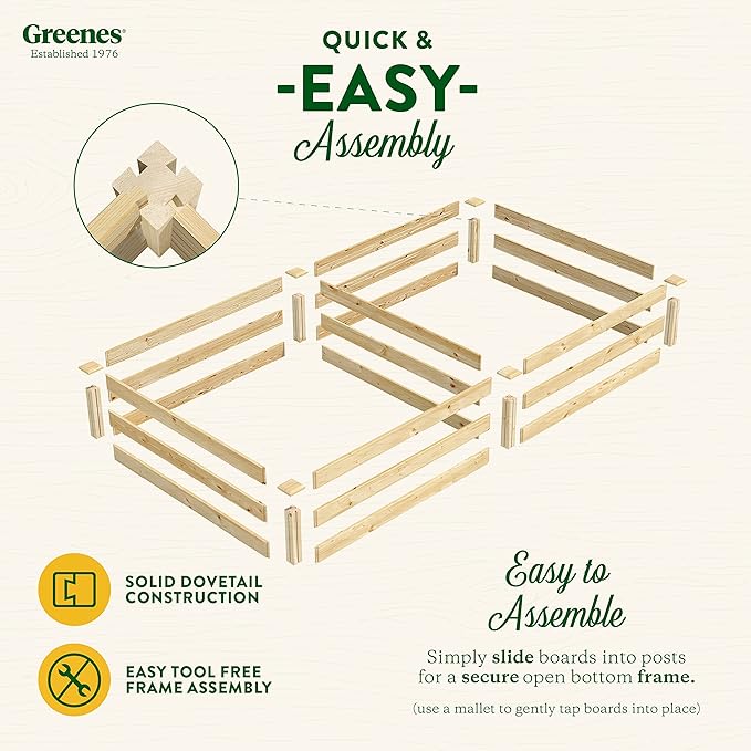 Greenes Fence Original Pine Raised Garden Bed, 4' x 8' x 10.5" - Made in USA with American Pine
