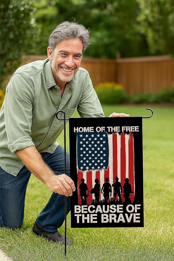 28x40 Inch Double Sided Summer Garden Flag - Memorial Day Yard Flag - Seasonal Large Outdoor Garden Flags of Burlap - Veteran USA flag 4th of July Independence Day - Yard Decorations