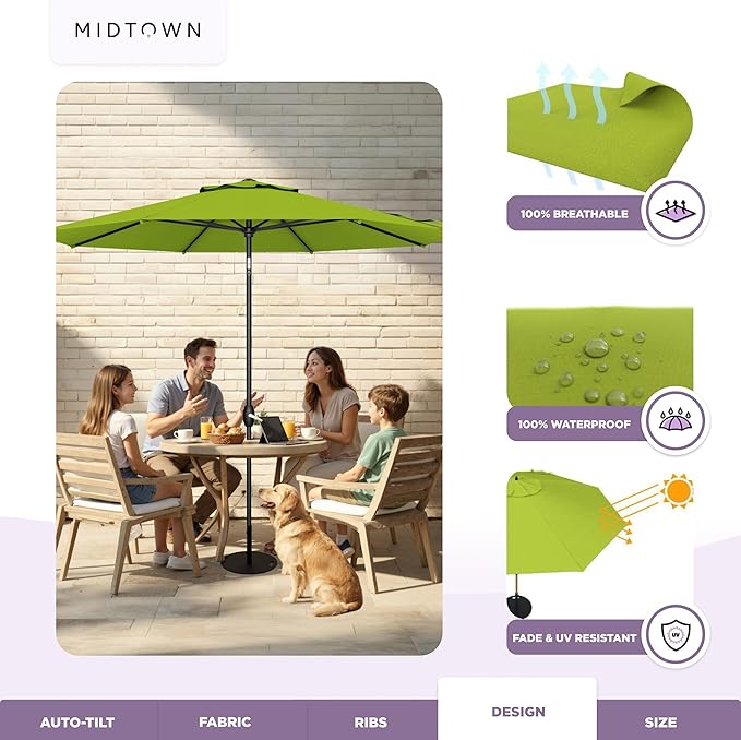 Midtown Umbrellas The Lean Patio Umbrella (Terylast Fabric - Pear, 10 Foot)