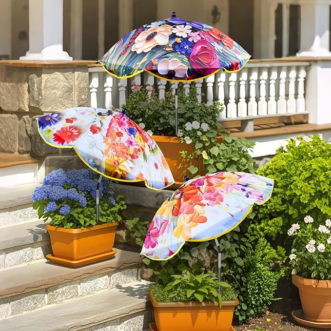 Plant Umbrellas for Outdoor Plants 50inch Higher 26inch Canopy Adjustable Angles Plant Shade Umbrella Sturdy Garden Shade Cover Sun Protection Umbrella for Potted Plants Garden Bed Flower Pot