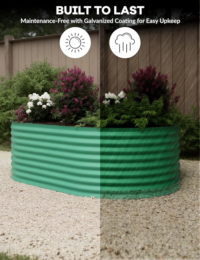 Outdoor and Indoor use Garden Raised Garden Bed Kits, 8x4x2 ft Metal Raised Planter Bed for Vegetables Flowers Ground Planter Box- Green