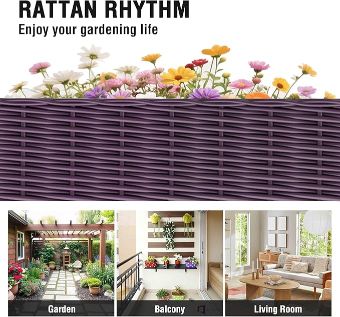 Raised Garden Bed with Reinforcement Rods Elevated Planter Boxes for Outdoor Plants with Drainage Holes for Flowers Vegetables Herbs Patio Backyard Deck Balcony, Purple 47.2x15.7x19.3 in