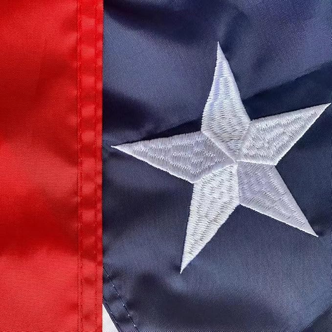 Jayus US Bunting Flag 2x4 FT - Embroidered Stars American Pleated Fan - Patriotic Half Banner With 3 Brass Grommets for 4th of July Memorial Day Party Outdoor
