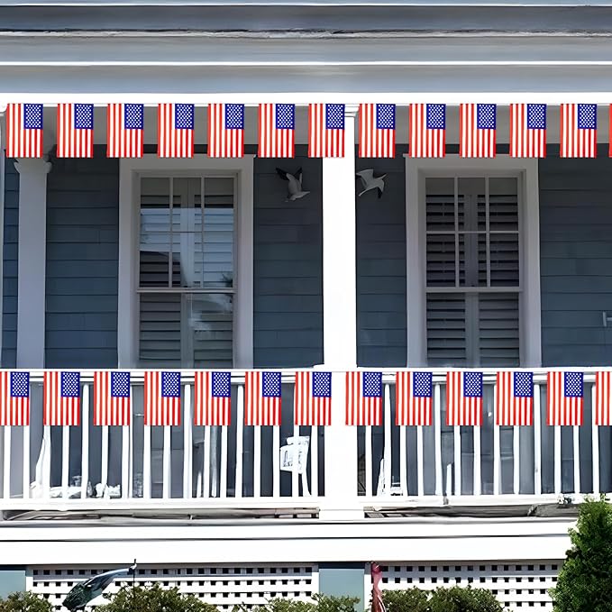 G2PLUS 40Pcs American Flags Banner-36Feet USA Patriotic String Pennant for 4th of July, Red White Blue American String Flags Banner for Independence Day Outdoor Indoor Decor, Sports, Bars, Classroom