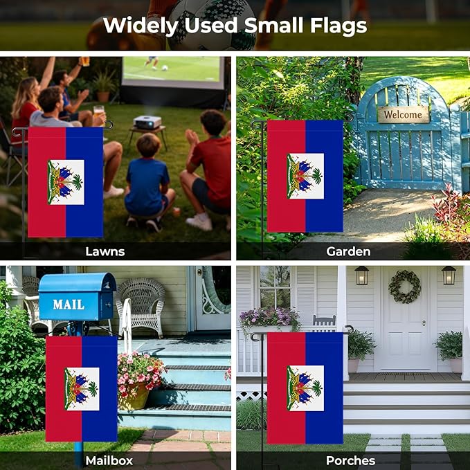 Haiti Garden Flag 12 x 18 Inch, Haitian Yard Flag Double Sided Burlap Outdoor Decor for Porch, Lawn, Mailbox, National Celebrations