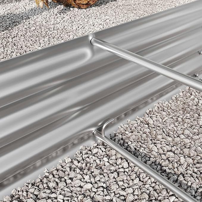 Raised Garden Beds Outdoor, Oval Large Galvanized Metal Planter Box with Kit, Above Ground Garden Bed for Vegetables Fruits and Flowers (Silver, 6×3×1)