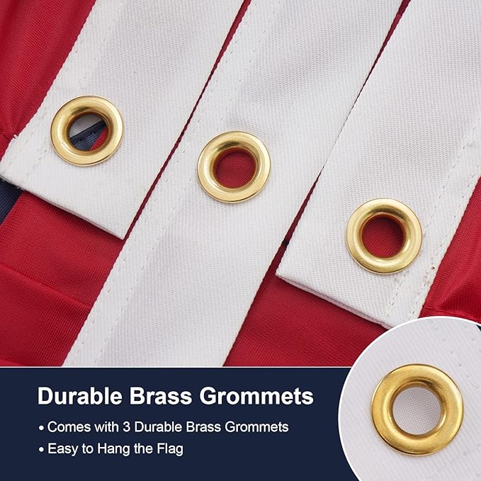 SYII Bunting Flag 2x4 Feet Outdoor (6 PCS), Embroidery Stars American US Bunting Flags with 3 Brass Grommets, Patriotic Half Fan Banner for Fourth of July Decor, 4th of july Decorations Outdoor