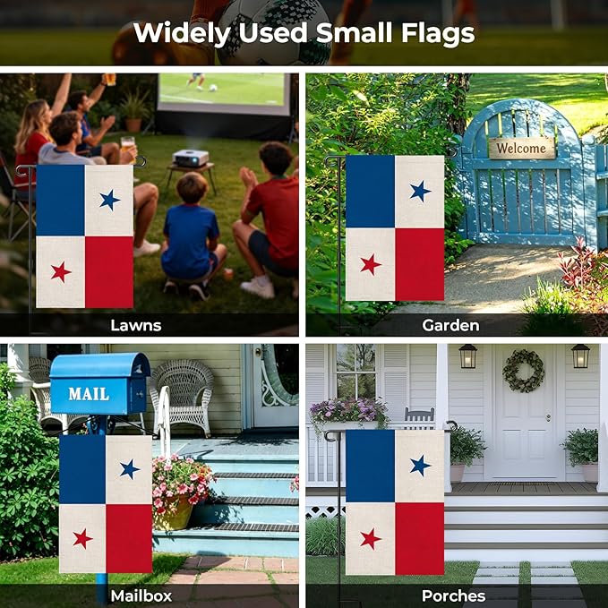 Panama Garden Flag 12 x 18 Inch, Panamanian Yard Flag Double Sided Burlap Outdoor Decor for Porch, Lawn, Mailbox, National Celebrations