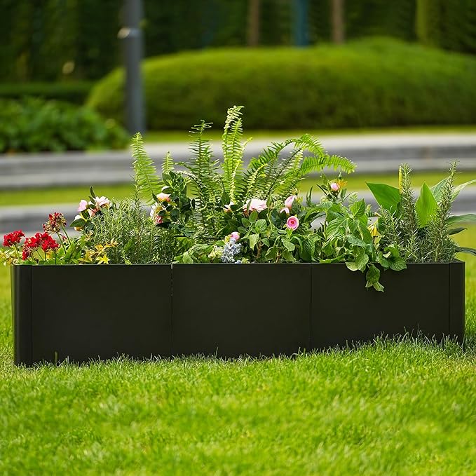 Garvee 54"x20" Large Rectangular Metal Planter with Rounded Corners, Modern Heavy Duty Steel Raised Garden Bed, Open Base Design & Snap-On Assembly for Outdoor Patio, Garden