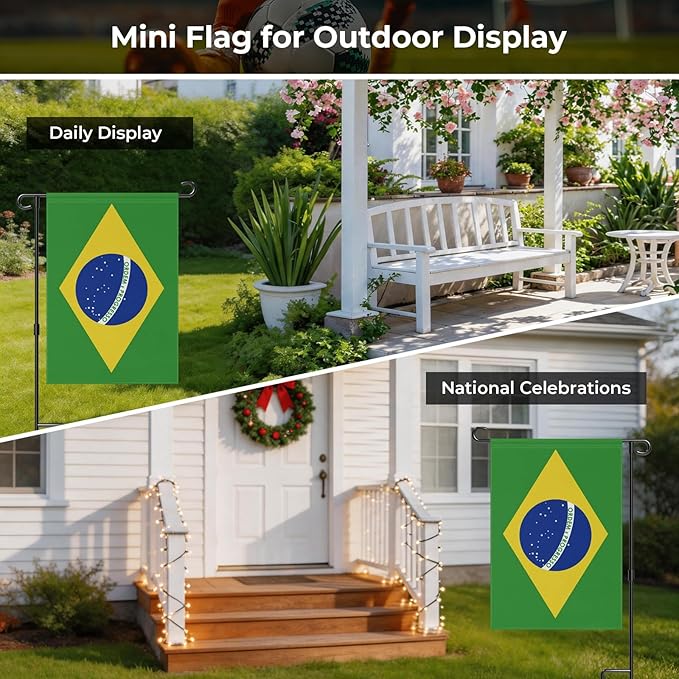 Brazil Garden Flag 12 x 18 Inch, Brazilian Yard Flag Double Sided Burlap Outdoor Decor for Porch, Lawn, Mailbox, National Celebrations