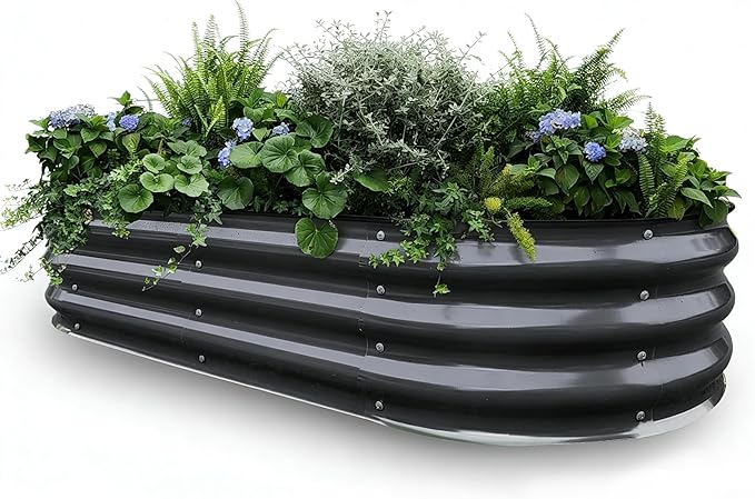 Outdoor Plant Raised Garden Beds for Gardening Vegetables Flowers, Large Garden Plants Box, Child-Safe Edges with Rubber Protection