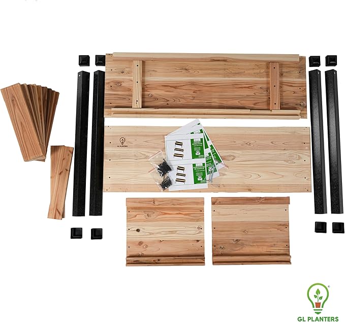 Cedar Raised Garden Bed, 44L x 18W x 30H inches, Built-in Drainage, No-Bend Gardening