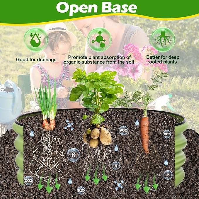 (2 Pack 2x2x1.4ft Galvanized Raised Garden Bed, Deep Metal Garden Bed, Large Raised Garden Beds Outdoor, Raised Beds for Gardening for Vegetables, Flowers, Fruits