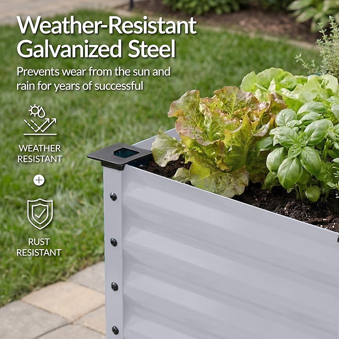 Best Choice Products 48x24x30in Galvanized Raised Garden Bed, Metal Elevated Planter Box, Vegetable Garden for Backyard, Patio, Balcony, 100% Non Toxic Materials - Moonlight Gray