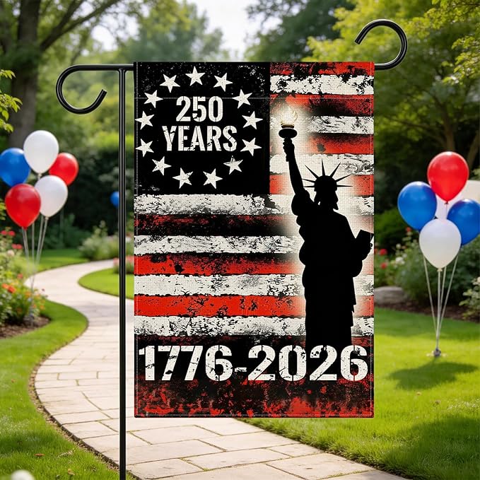 250th Anniversary America Garden Flag, 12x18 Inch Double Sided Design, 1776-2026 USA Yard Decoration for Independence Day