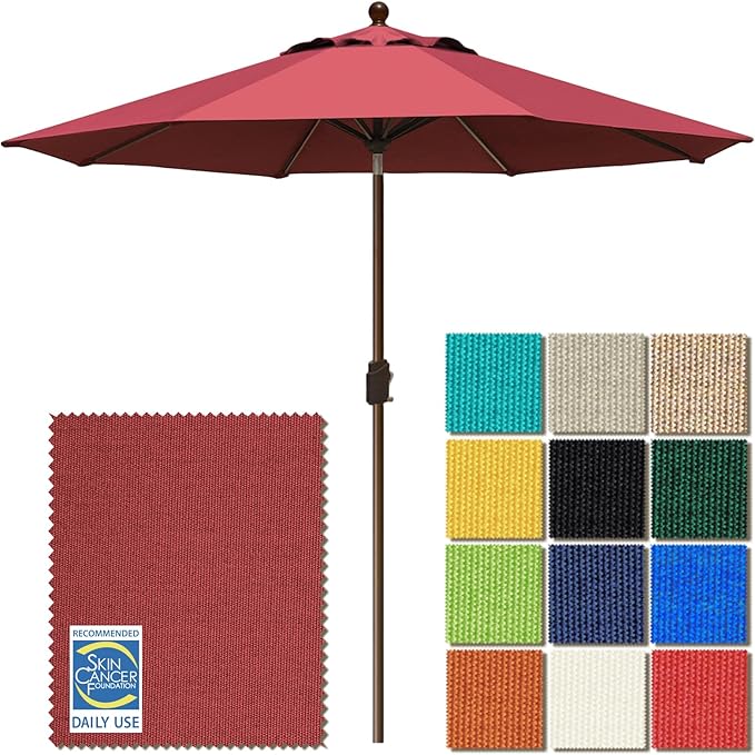 EliteShade USA 10-Year-Non-Fading 9Ft Market Umbrella Patio Umbrella Outdoor Table Umbrella with Ventilation, Burgundy