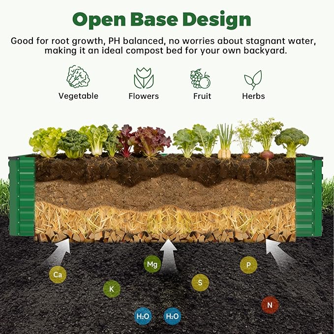 8x4x2 ft Outdoor Raised Garden Bed, Large Metal Planter Raised Beds, Planters for Outdoor Plants for Vegetables, Flowers, Herbs, Fruits, and Succulents.(2 Pcs)