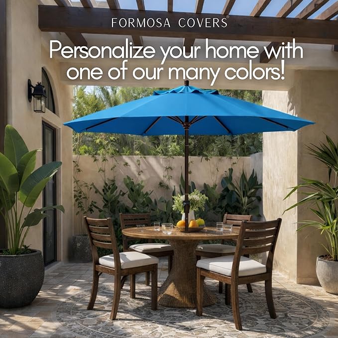 Formosa Covers 9ft 6 Ribs Market Patio Umbrella Replacement Canopy - Top Canvas - Premium Olefin UV Protective and Water Resistant Umbrella Fabric - Premium Quality Replacement Canopy Cover ONLY (Capri Blue)
