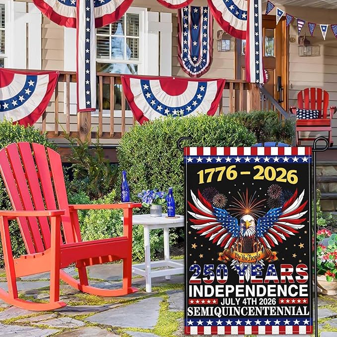250 Year American Anniversary Flag Patriotic 250th Anniversary USA Flag 4th of July We The People 1776 Garden Flags for Outside 12x18 Inch Double Sided Outdoor Decorations