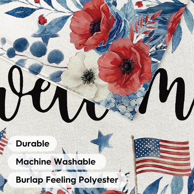 AVOIN colorlife 4th of July Patriotic Garden Flag 12x18 Inch Double Sided Outside, Memorial Day Floral Welcome Yard Outdoor Decoration