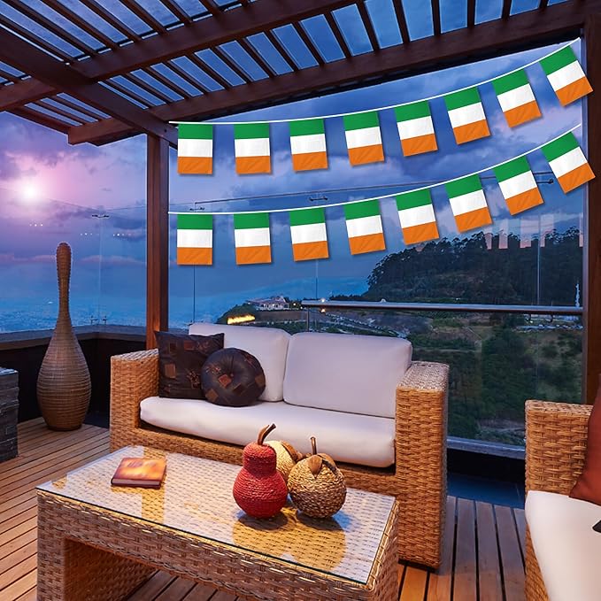 Ireland Flags Irish Small Mini Hanging Flags Pennant Banner Decorations For Schools,National Sports Events, Grand Opening,Patriotic Festival, Party, 20Ft 20 PCS (Ireland)