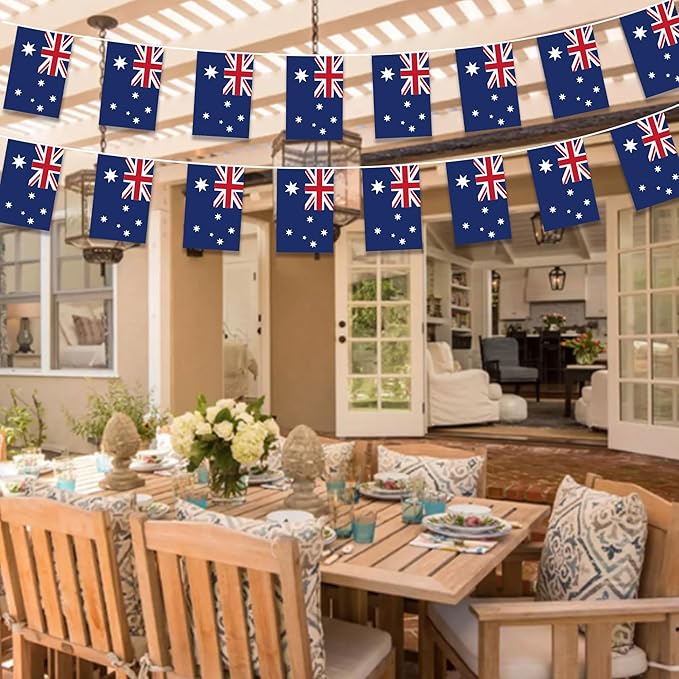 Australia Flags Australian Small Mini Hanging Flags Pennant Banner Decorations For Schools,National Sports Events, Grand Opening,Patriotic Festival, Party, 20Ft 20 PCS