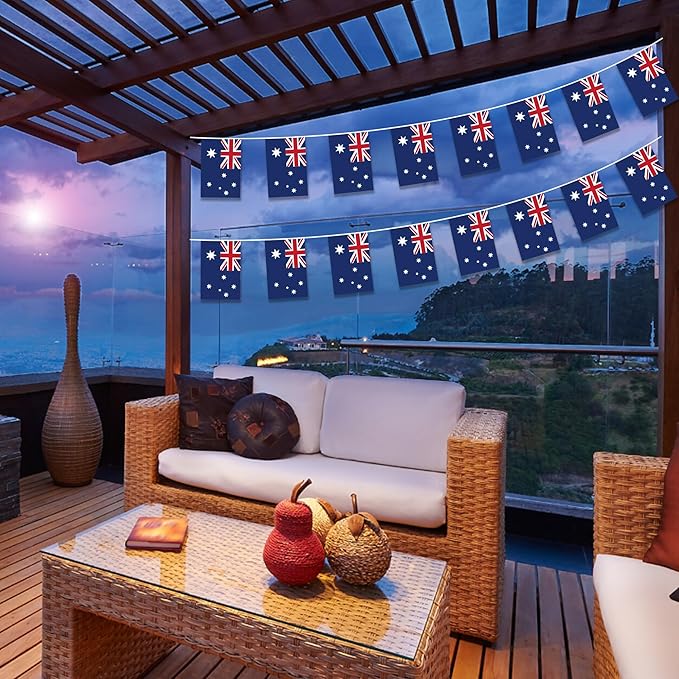 Australia Flags Australian Small Mini Hanging Flags Pennant Banner Decorations For Schools,National Sports Events, Grand Opening,Patriotic Festival, Party, 20Ft 20 PCS