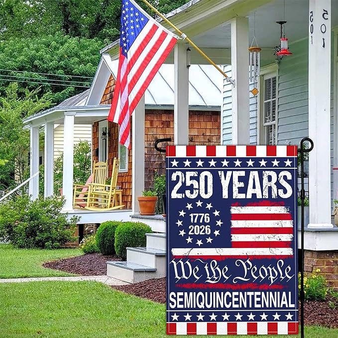 NASIAN 250 Year American Anniversary Flag 250th Anniversary Usa Garden Flag Patriotic 4th of July We The People 1776 Yard Garden Flags For Outside 12x18 Inch Double Sided Outdoor Banner Decorations